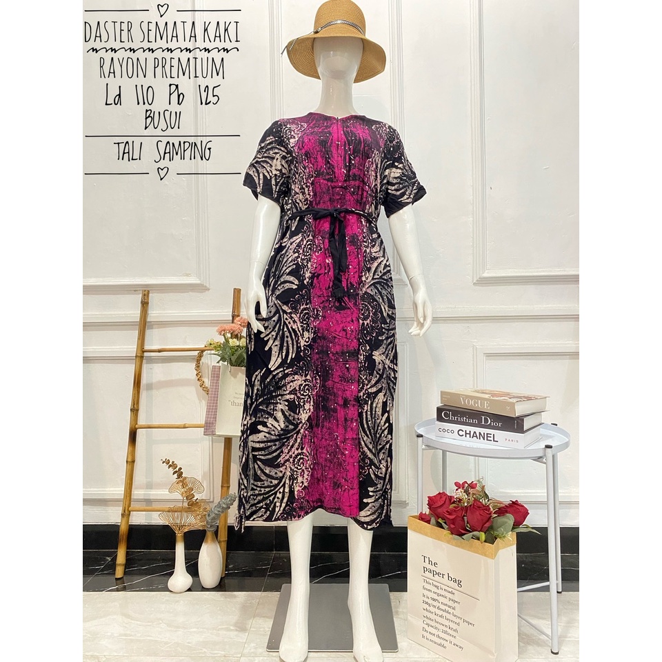 Hot Sale ! Daster Long Semata Kaki abstrak cap - Daster Twill Rayon - Daster Jumbo lengan pendek - Daster Batik Usman kekinian-14