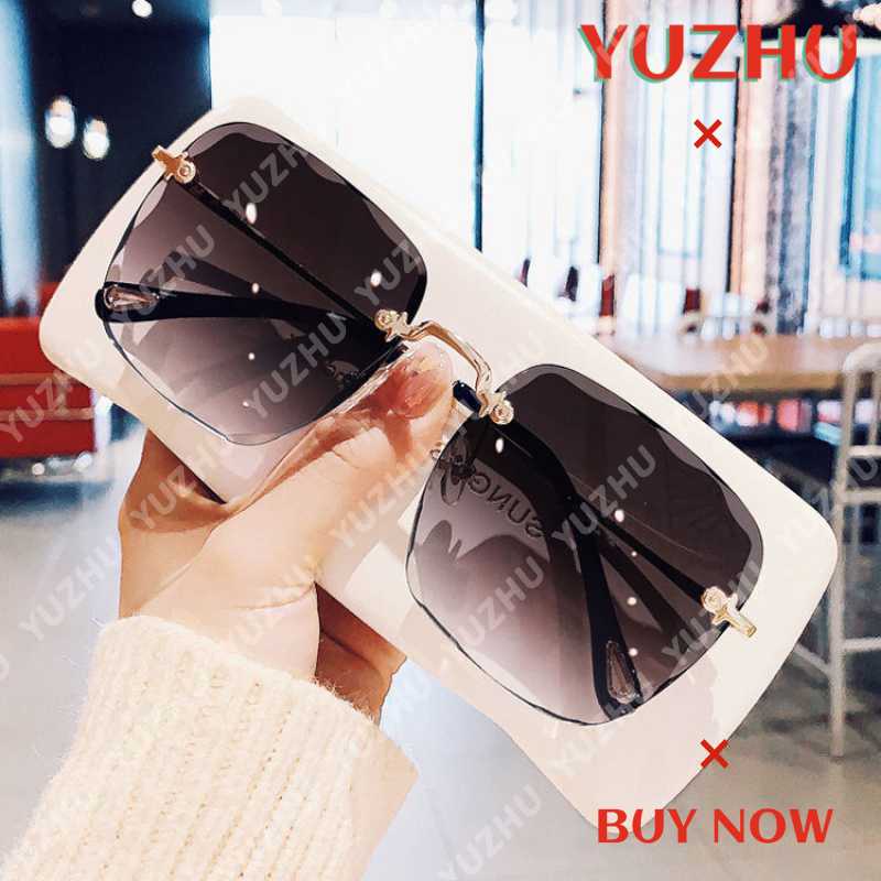 (YUZHU) Tersedia COD Kacamata Hitam Korean Gaya Square Frame Kacamata Wanita Anti UV400 Sunglasses