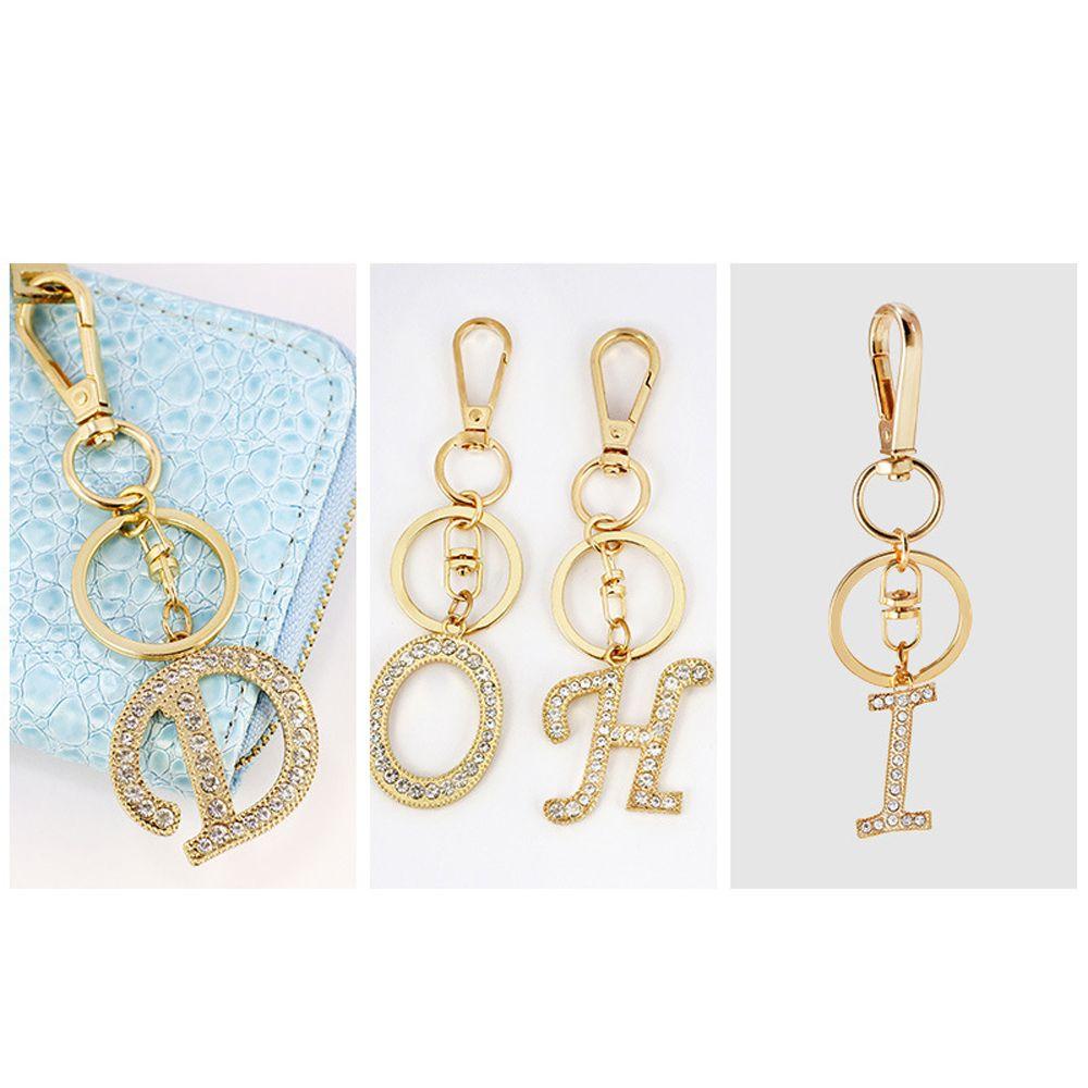 NEEDWAY Huruf Liontin Hadiah Natal Aksesoris Fashion Kristal Berlian Imitasi Perhiasan Hadiah Gantungan Kunci Rhinestone Letter Key Chain