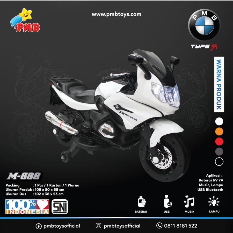 PMB M 688 MAINAN MOTOR ANAK AKI NINJA M688 SPORT M-688 TYPE R