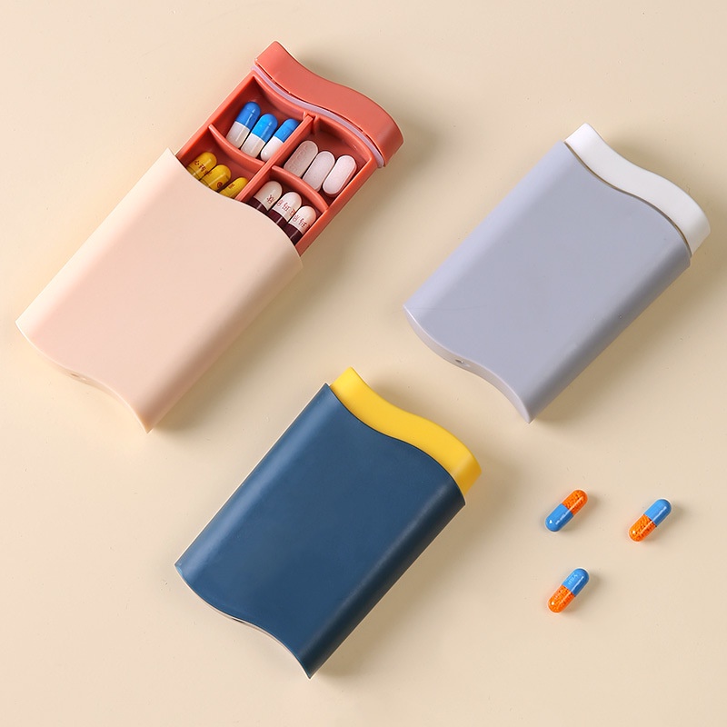 Kotak Penyimpanan Pil Obat Portabel Model 6 Grid Dengan Tutup Tahan Debu Untuk Travel