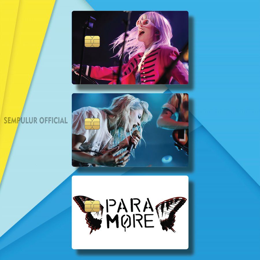 STICKER CARD LOGO BAND PARAMORE WBNX8/A3SWJ/ CASING KTP FOTO GRUP BAND PARAMORE RIOT / SKIN CARD ATM