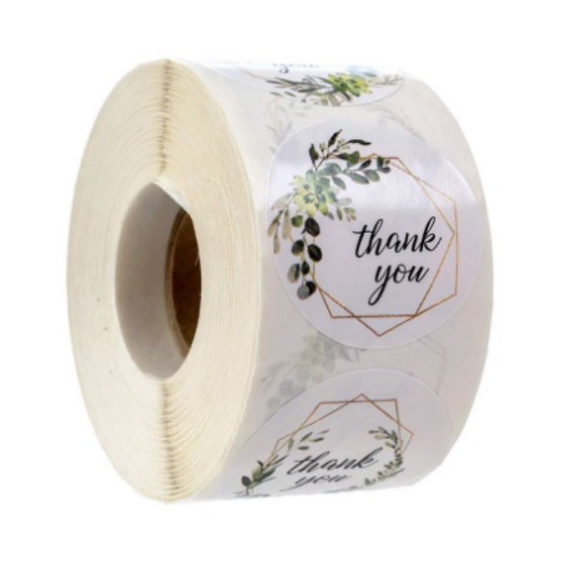 Stiker Label Thank You 2.5cm / 1inch per roll =500pcs Thank You Sticker