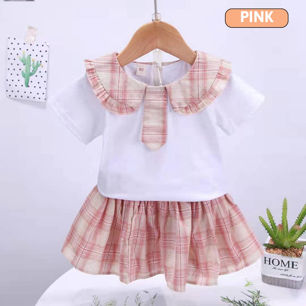 Maminity - KK16 Setelan Baju Anak Cewek Bawahan Rok Lucu model  Dasi terbaru