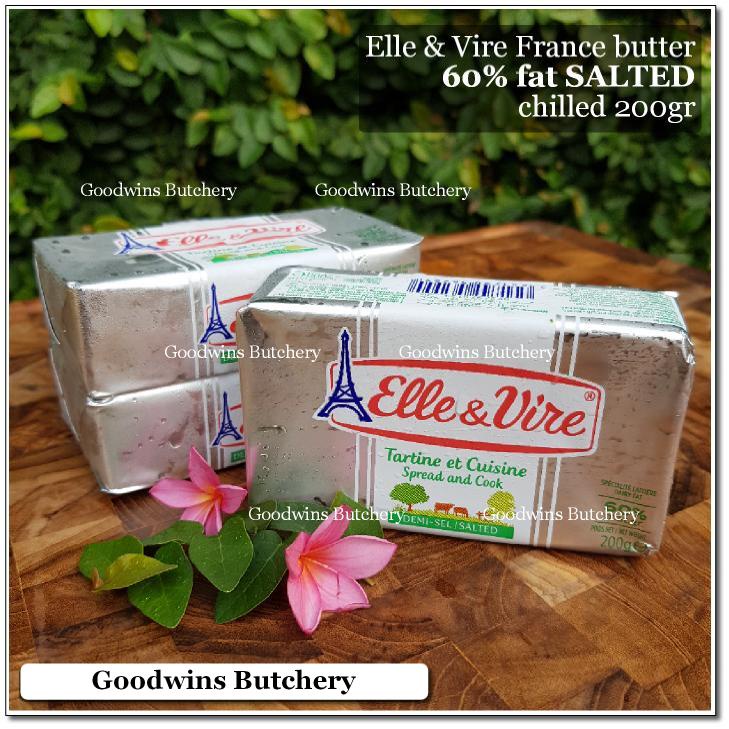 

Butter France ELLE & VIRE 60% fat SALTED mentega butter bergaram Elle&Vire chilled 200g