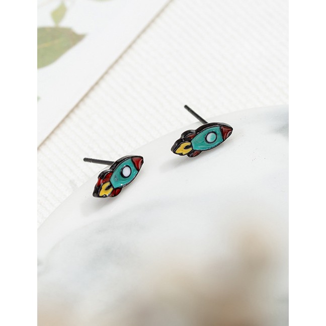 LRC Anting Tusuk Fashion Rocket Cartoon Star Earrings F59874