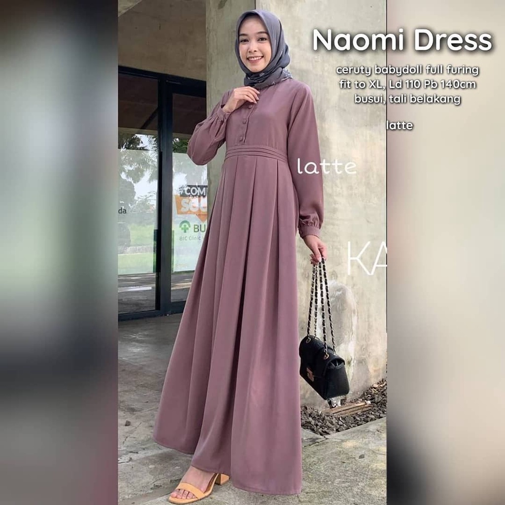 Fashion Muslim Baju Gamis Wanita Kekinian Ceruty Babydoll Terbaru Naomi Dress ORI Long Dress Remple Jumbo Polos