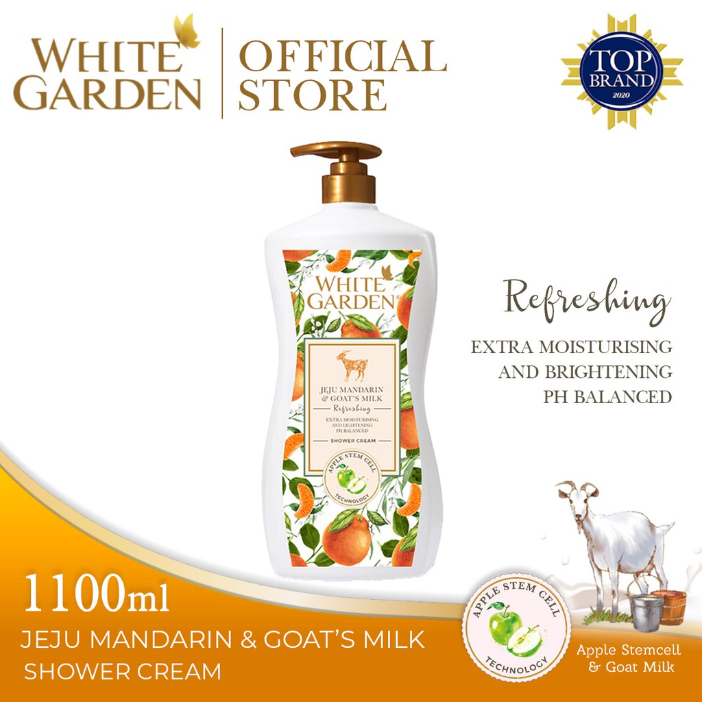 WHITE GARDEN Jeju Mandarin & Goat's Milk Shower Cream Sabun Cair Susu Kambing 1100ml