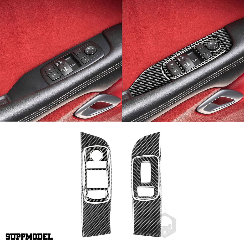 Smodel 4pcs / Set Stiker Cover Stir Mobil Bahan Carbon Fiber Tahan Panas Untuk Dodge Challenger 2015