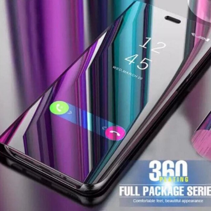 Flip Miror Case Oppo A53 2020 Reno 4F Reno 4 Pro A5S A12-SARUNG BUKU KACA
