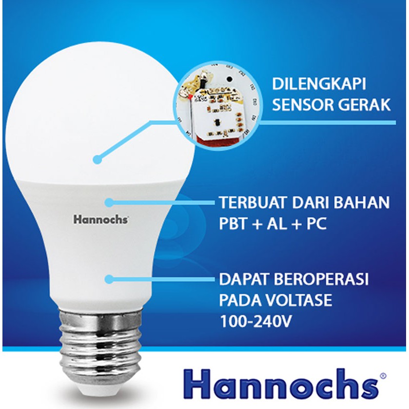 Hannochs - Lampu LED Sensor GERAK - 13 watt - cahaya Putih