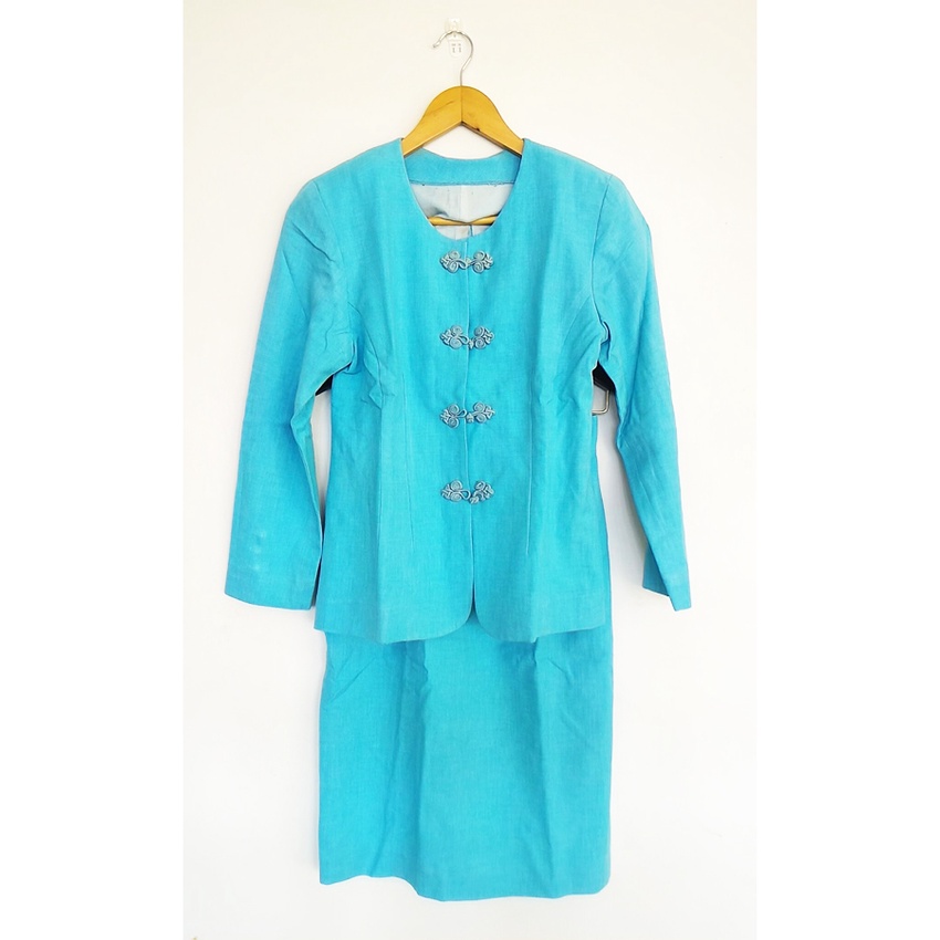 Setelan Cheongsam Biru Tosca Wanita