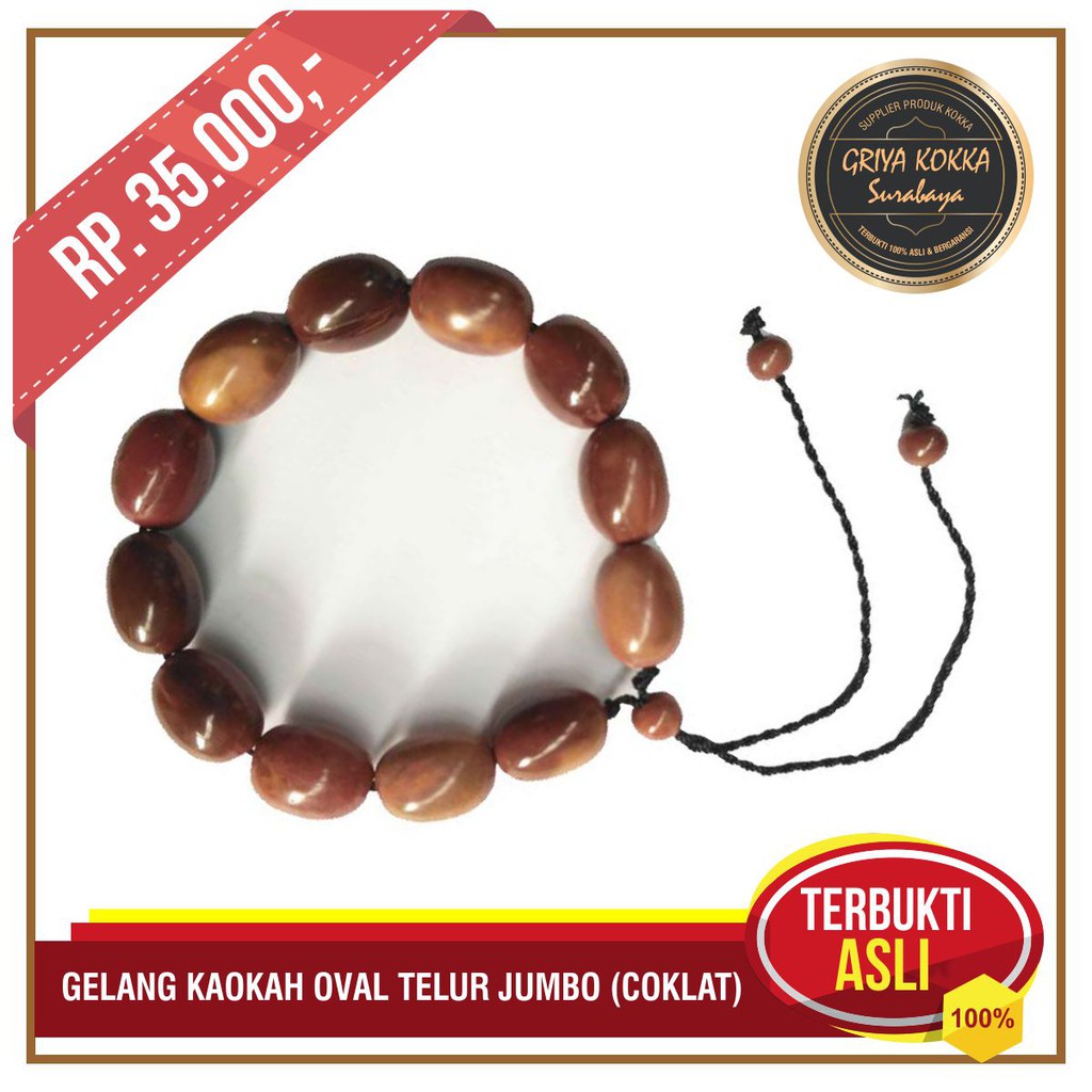 Gelang Kokka Oval Telur Cokelat Jumbo - Gelang Tasbih - Gelang Kaukah Hitam