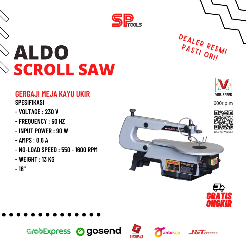 SCROLL SAW 16" MESIN GERGAJI KAYU UKIR JAHIT KAYU 16 INCH ALDO SCS16VS / SCS 16 VS