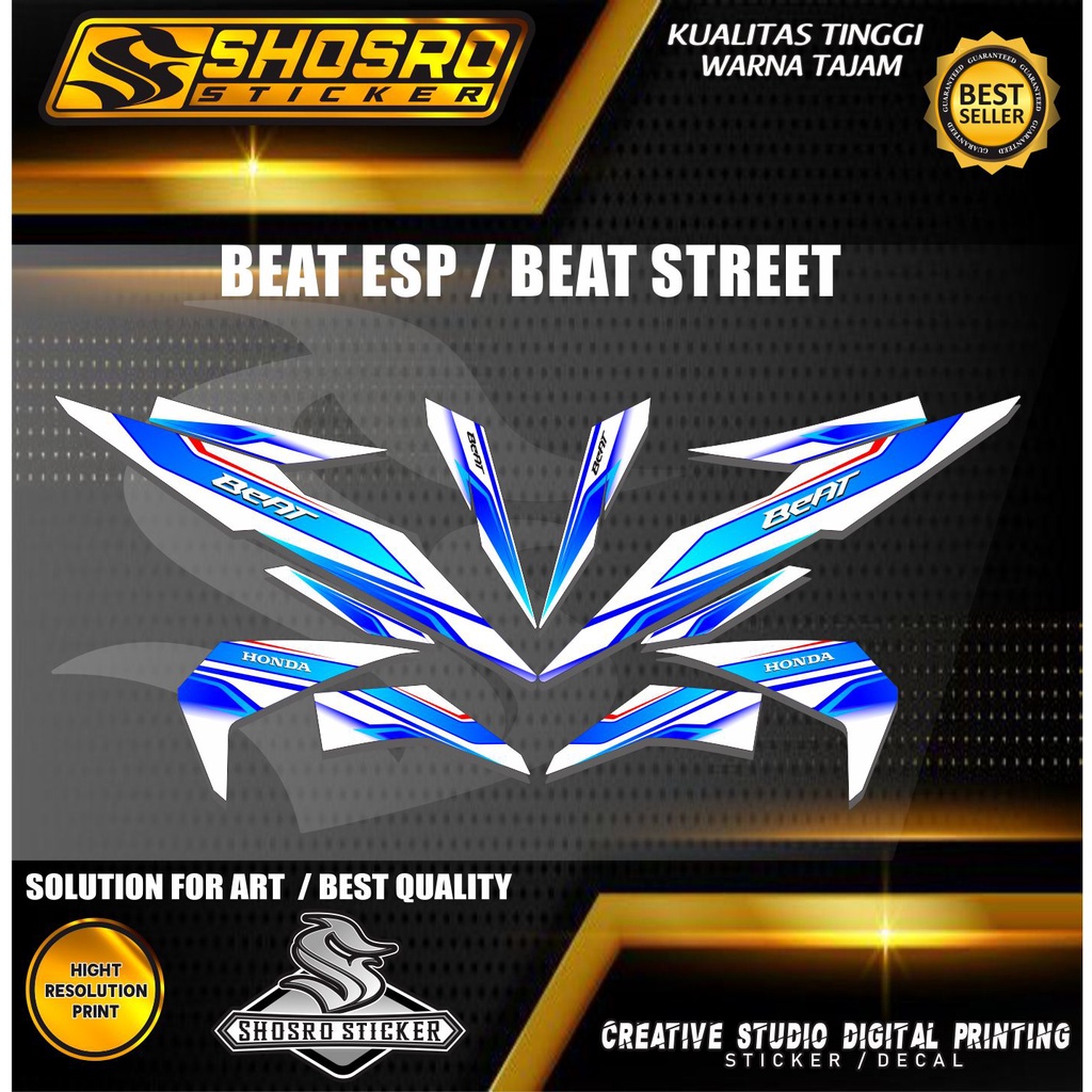 NEW DEDAL STIKER STRIPING VARIASI MOTOR HONDA BEAT ESP/BEAT STRET RACING VARIASI SIMPLE POLET