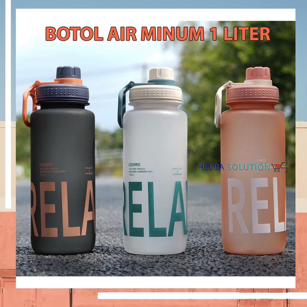 Botol Air Minum 1 Liter PORTABLE Sport Gym Outdoor Kantor Sekolah Botol Plastik 1000 ml