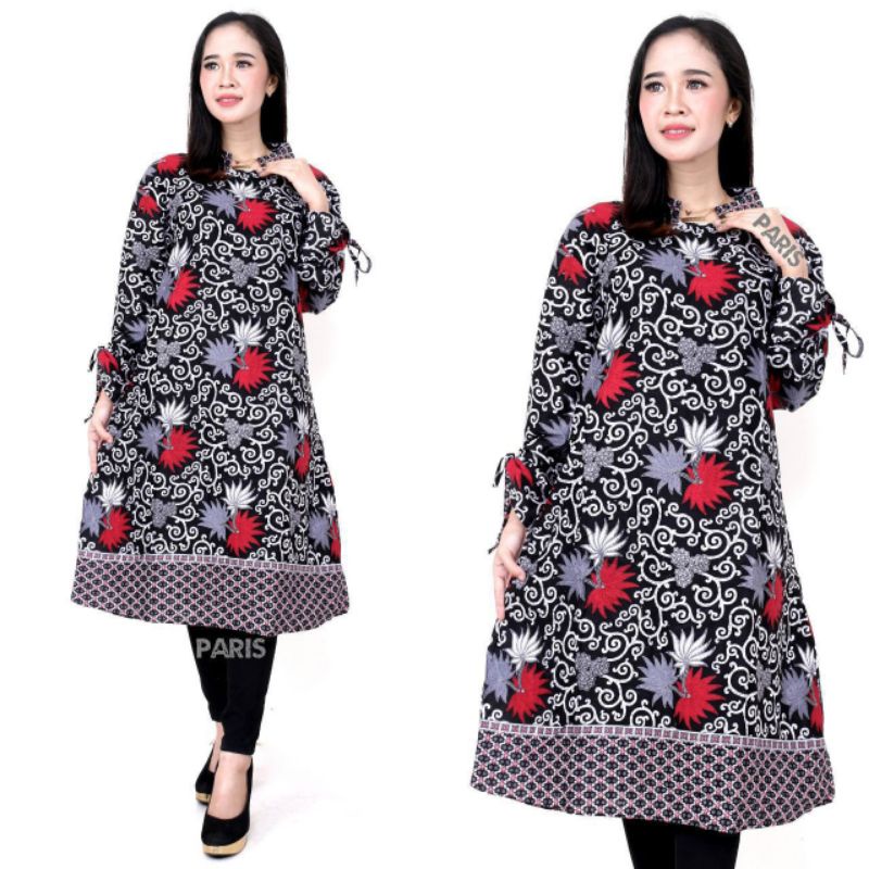 TUNIK BATIK WANITA /ATASAN  BAJU WANITA LENGAN PANJANG SIZE: M,L,XL,XXL