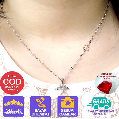 Lovelybutik - Kalung Wanita Korea Terbaru Lucia Kalung Remaja Dewasa Titanium Asli Anti Karat Model Terbaru Liontin Love Bonus Kotak Perhiasan