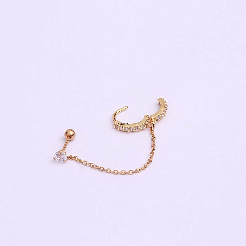 1set Anting Tindik Lobus Helix Juntai Rumbai Gold Silver 6mm 8mm