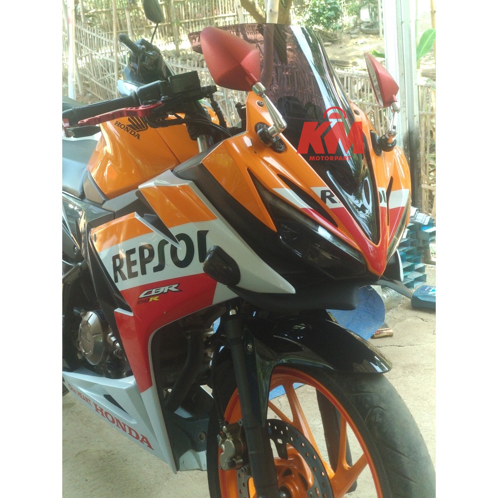 Visor CBR 150r Facelift 2017 2018 Jenong Tebal 3 mm Tinggi 44 cm Hitam dan Bening