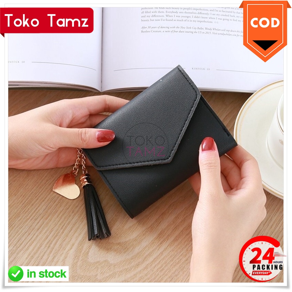 COD MAKASSAR Dompet Lipat Wanita Rumbai  Sintetis Shopee tokotamz Fashion Online Shop Makassar Toko 