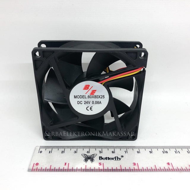 Kipas Panel Fan DC24Volt Merk B/E (+Arde) 8cm