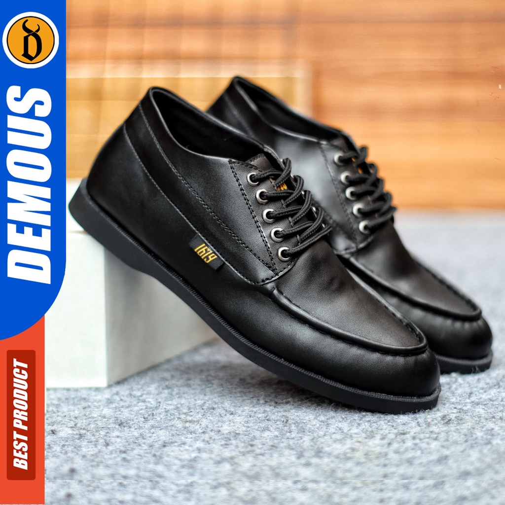 Sepatu Formal Pria Sepatu Casual Pria Kulit Pu Tali Sepatu Pantofel Kerja Kantor Kuliah Kondangan Sepatu Hitam Pria DEMOUS GAROW