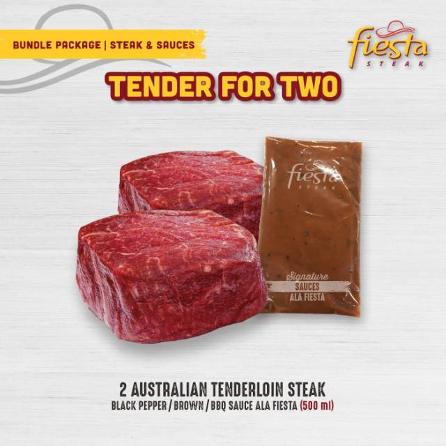 

Fiesta Steak Australian Tenderloin Steak with Saos Black Pepper/Brown/BBQ - Daging Sapi Frozen