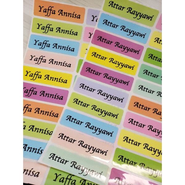 

Label nama name sticker tag stiker warna warni polos mix color anti air waterproof