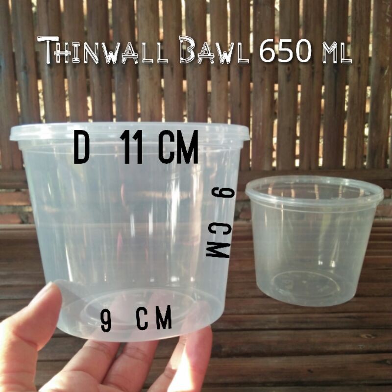 Eceran Bowl Thinwall 650 ml/mangkok plastik/cream soup/es