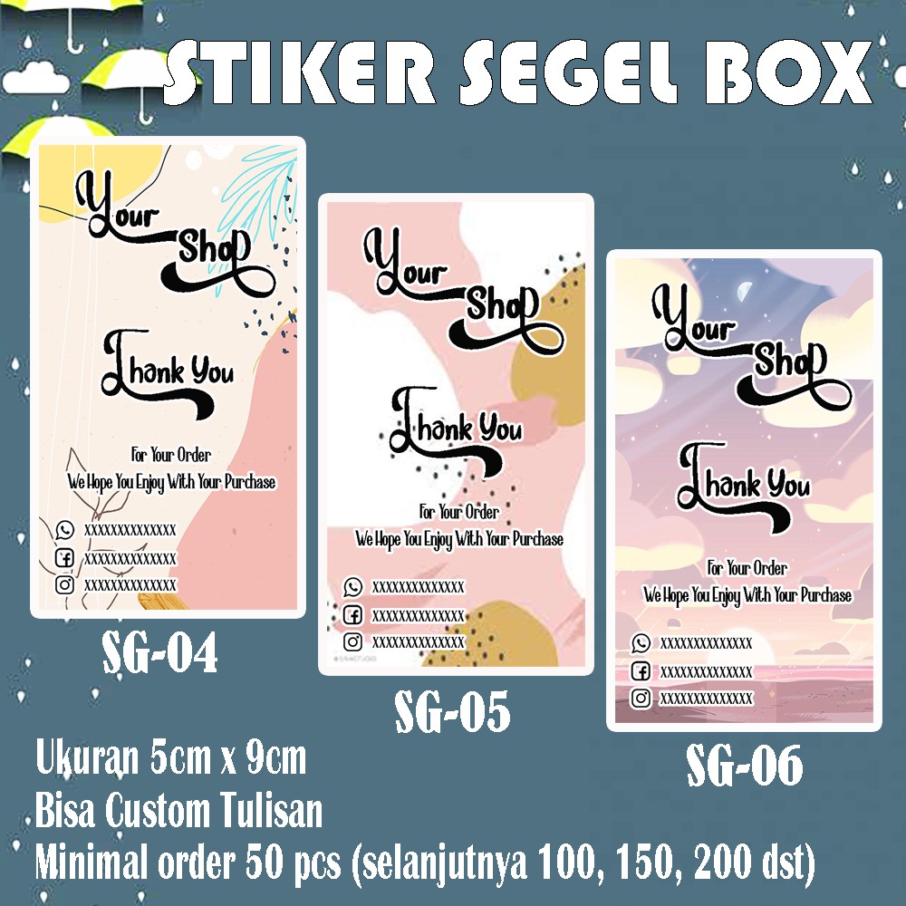 

Stiker Segel Box 5cm x 9cm (custom) minimal order 50 pcs