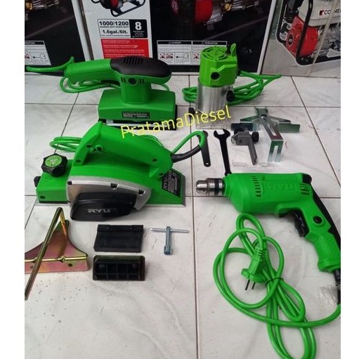 Paket pertukangan(4in1)Mesin Amplas RYU+Mesin Serut RYU+Mesin PROFIL RYU+BOR RYU