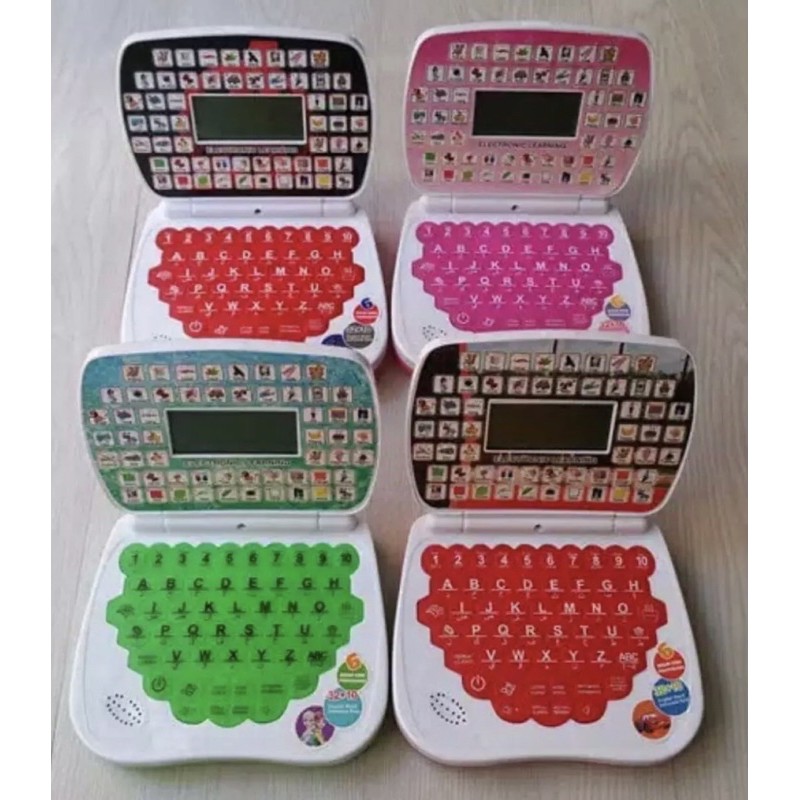 mainan edukasi mini laptop 4 bahasa + layar