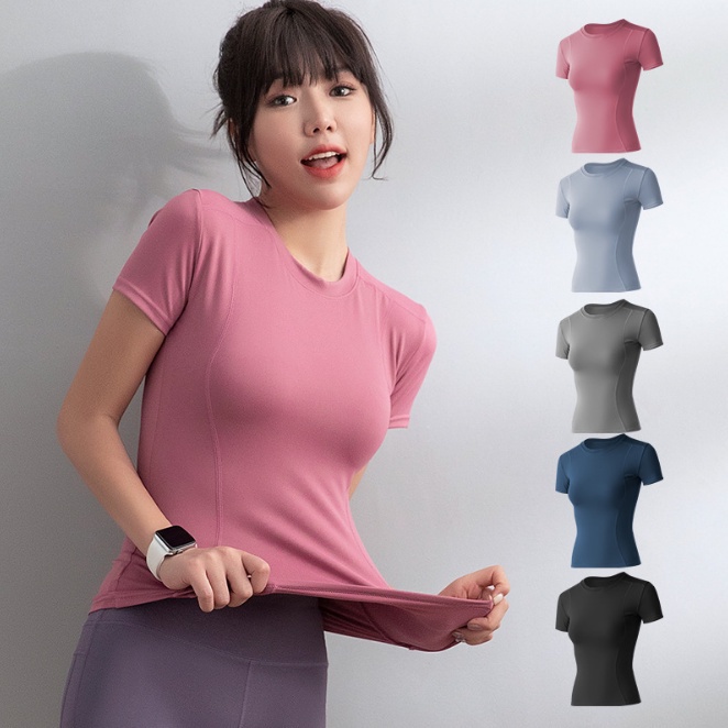 Baju Sport Olahraga Kaos T-SHIRT Wanita Lengan Pendek Untuk Gym Fitnes Zumba Running Yoga LG-MTDX