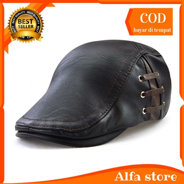 Topi Kulit import Model Copet Pelukis Bassis Topi Kodok pria /cowok wanita sb162