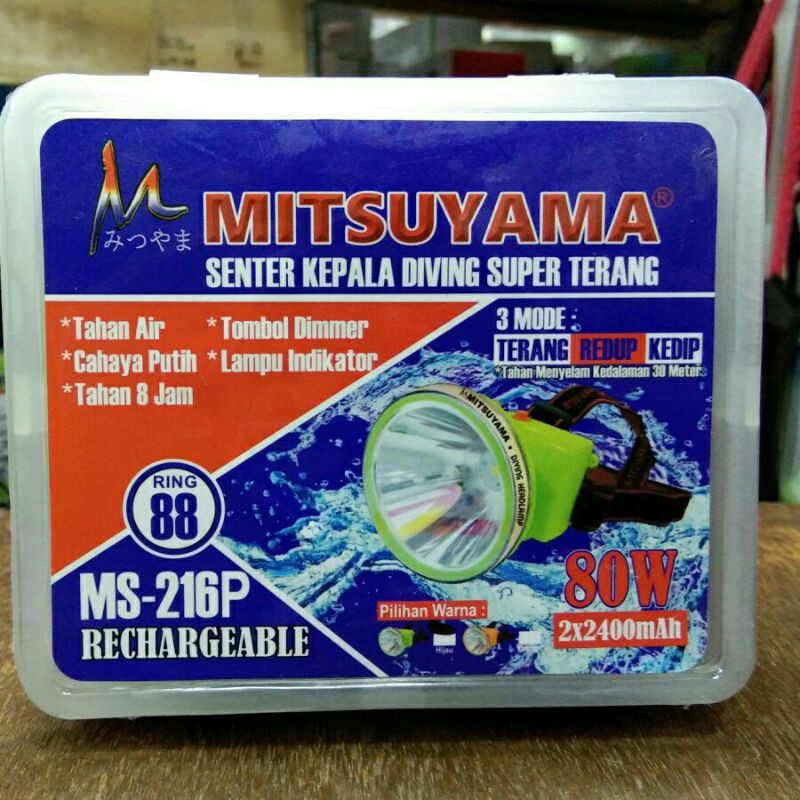 COD senter kepala selam/diving original mitsuyama MS-216 80W super terang