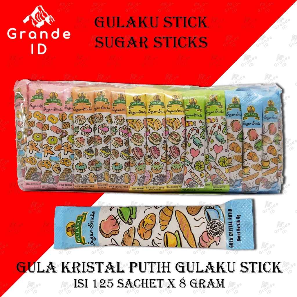 

GULAKU STICK 8 GRAM ISI 125 PCS GULA PUTIH WHITE SUGAR