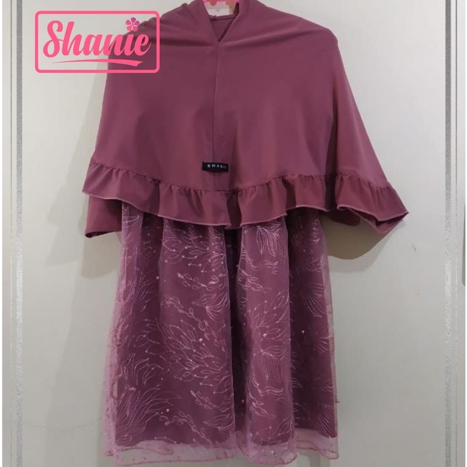 Gamis Anak (Free Mini Gold) Tulle Set Hijab Dusty Pink Anak by Shanie Kids