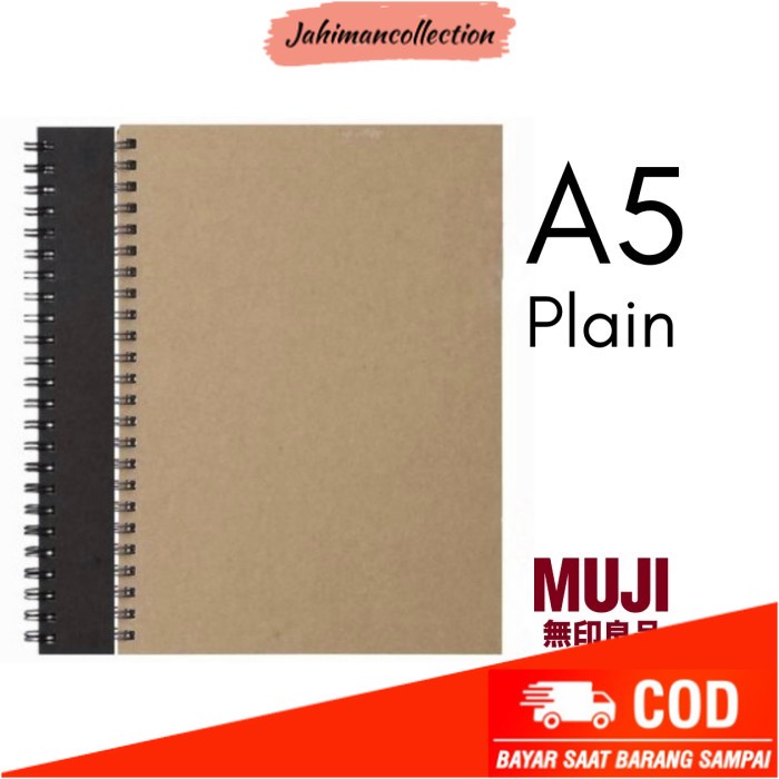 

✨ BISA COD ✨ MUJI DOUBLE RING NOTEBOOK A5/PLAIN/80'S - DARK GREY