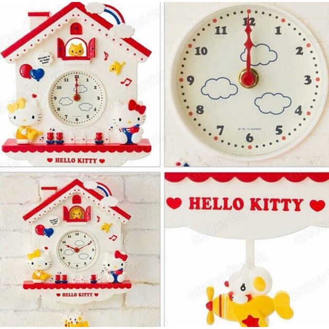 SALE  JAM DINDING HELLO KITTY BENTUK RUMAH HELLO KITTY BISA GOYANG