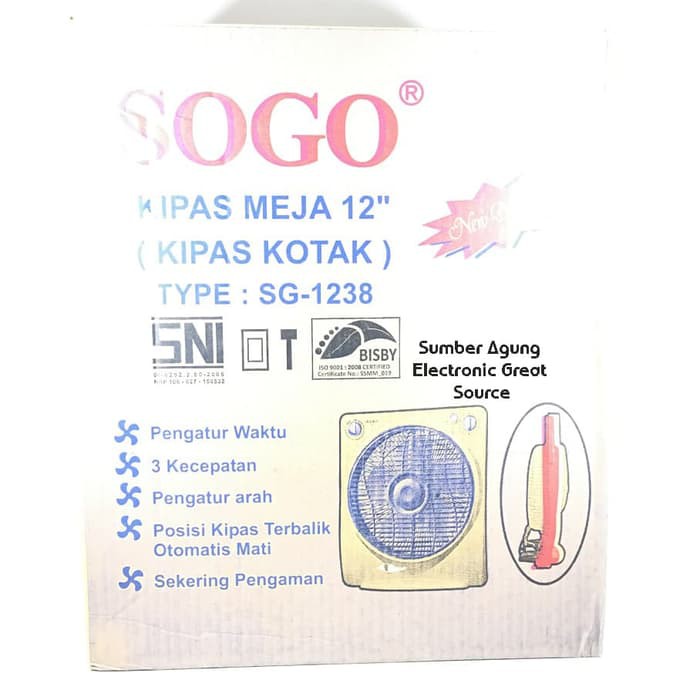 Kipas Meja Kotak 12inch Sogo Box Fan SG1238 1238 SNI