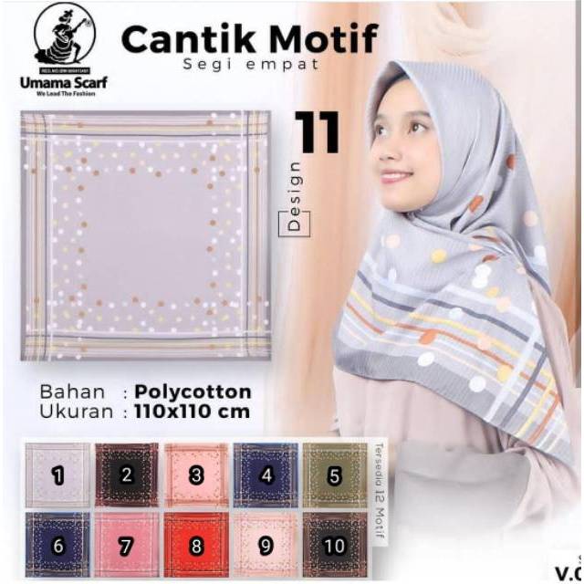 SEGIEMPAT UMAMA CANTIK MOTIF. JILBAB UMAMA. SEGI4 GARIS POLKA. HIJAB SQUARE MOTIF