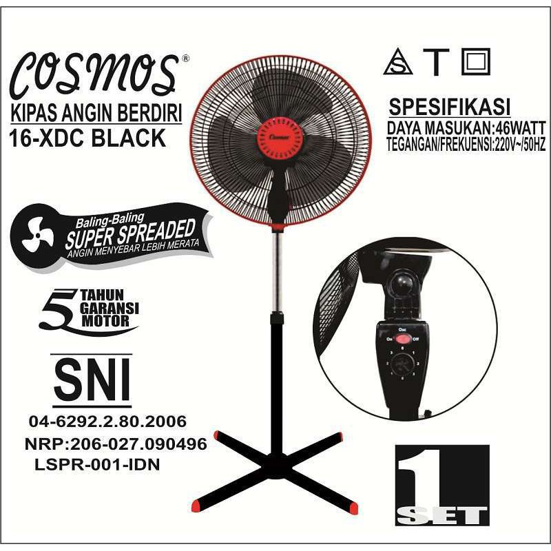 COSMOS 16XDC Kipas Angin Berdiri Ukuran 16 inch Hembusan Angin Sejuk