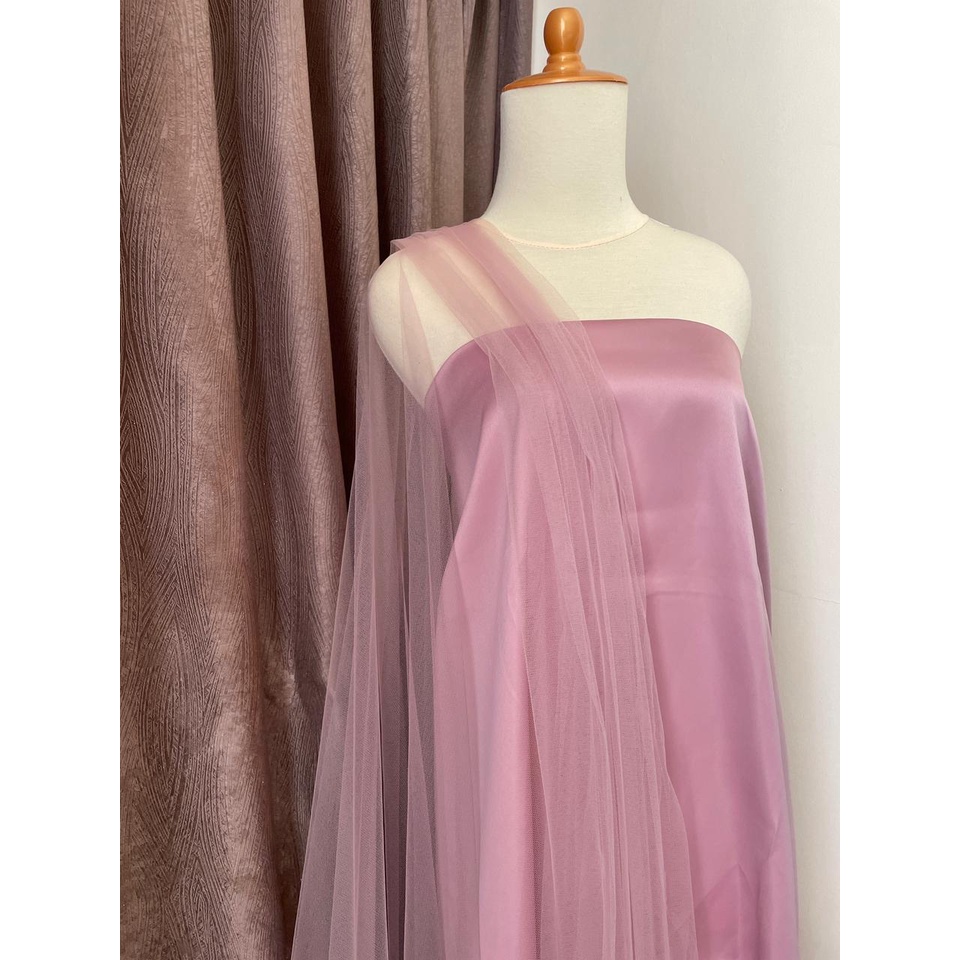 Kain Tile Tulle Halus Polos Soft Tulle Warna Merah Muda Rosegold