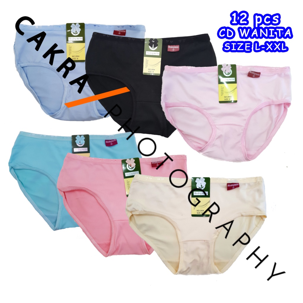 3, 6, 12pcs Celana Dalam Cd Wanita Cewek Polos Lusinan Murah Wenrou 2904 - CG0136