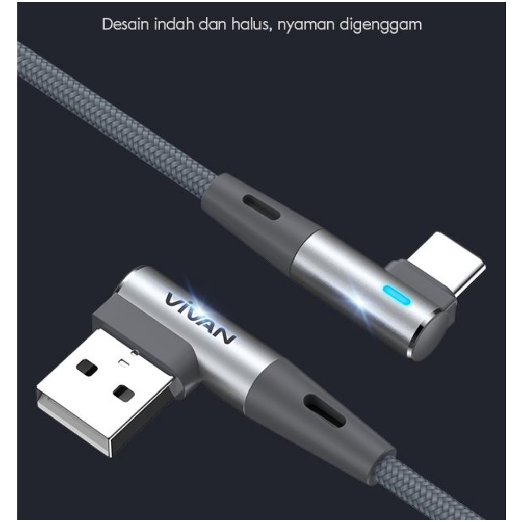 Kabel Charge Game Gaming L Micro USB Type C Lightning Android Fast Charging 2.4A 3A Vivan Original