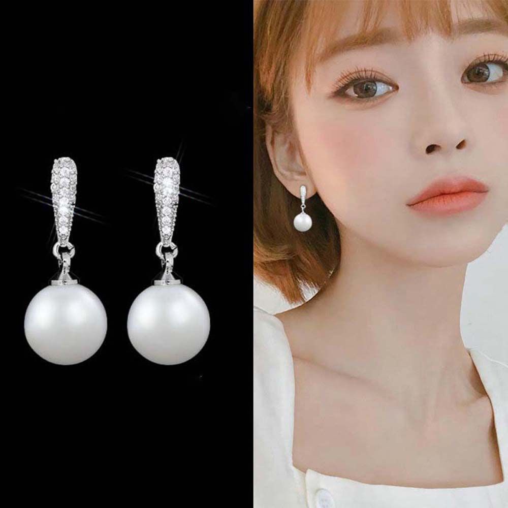 Needway  Lady Ear Studs Women Fashion Drop Earrings Trendy S925 Silver Elegant Sweet Gifts Shell Pearl Jewelry/Multicolor