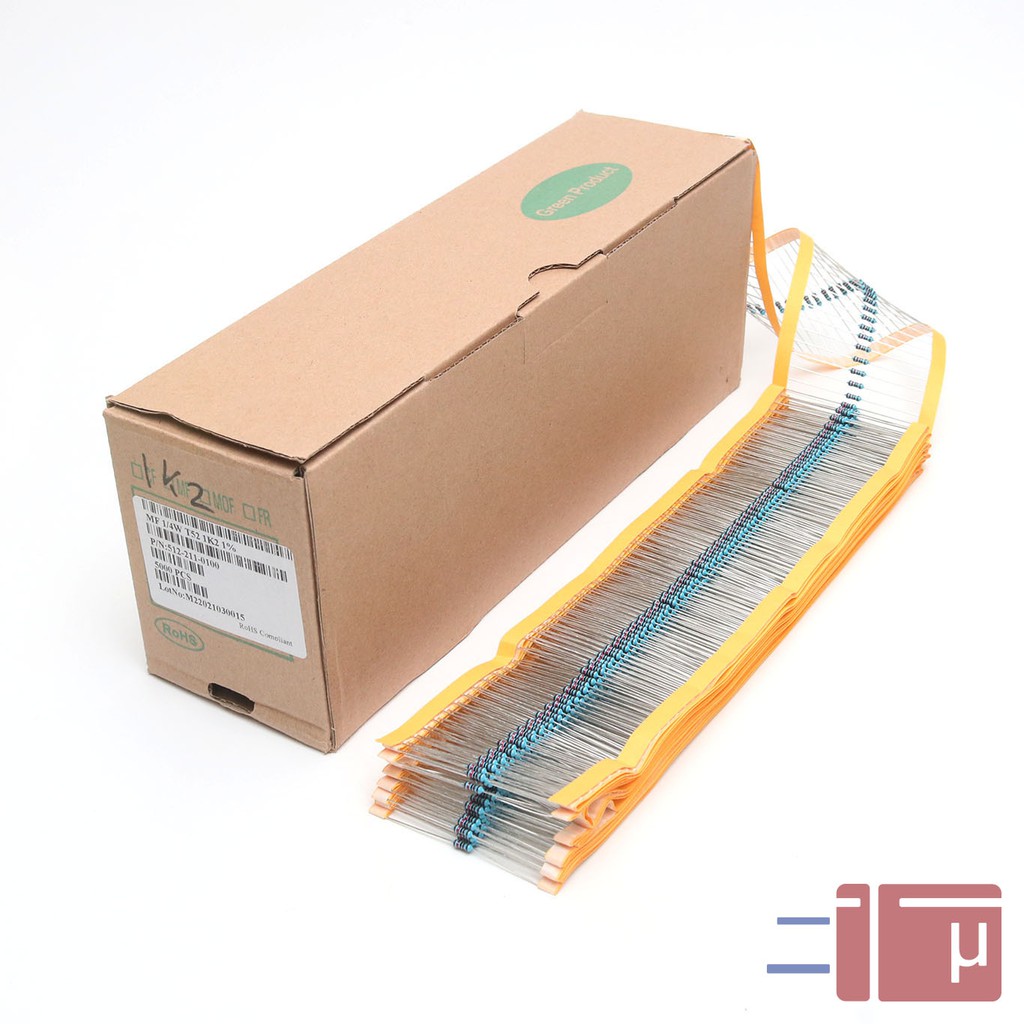 x10 Resistor 1k2 1.2K 1/4W Metal Film 1% Taiwan Kaki Tembaga