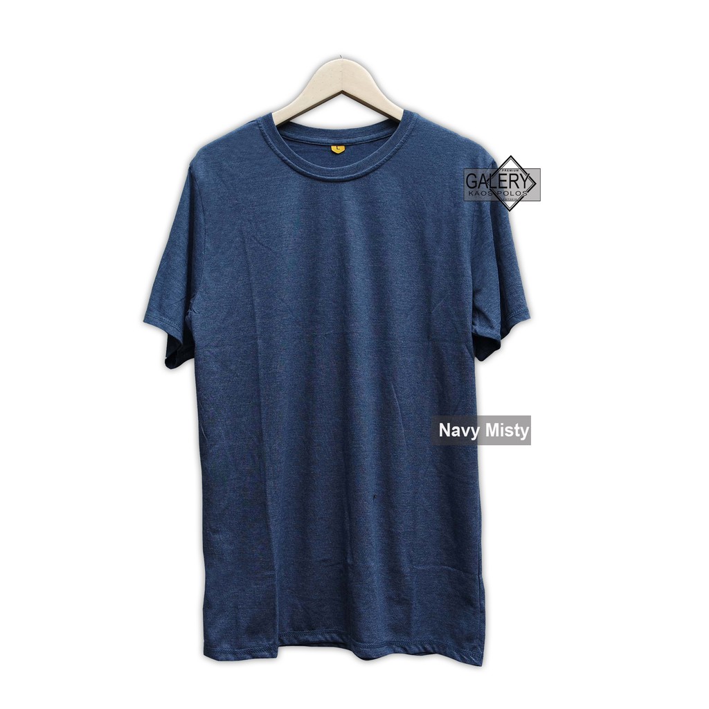 KAOS POLOS CEWEK COWOK NAVY MISTY REAKTIF COTTON COMBED 30S BAHAN ADEM BUAT SANTAI KUALITAS DISTRO