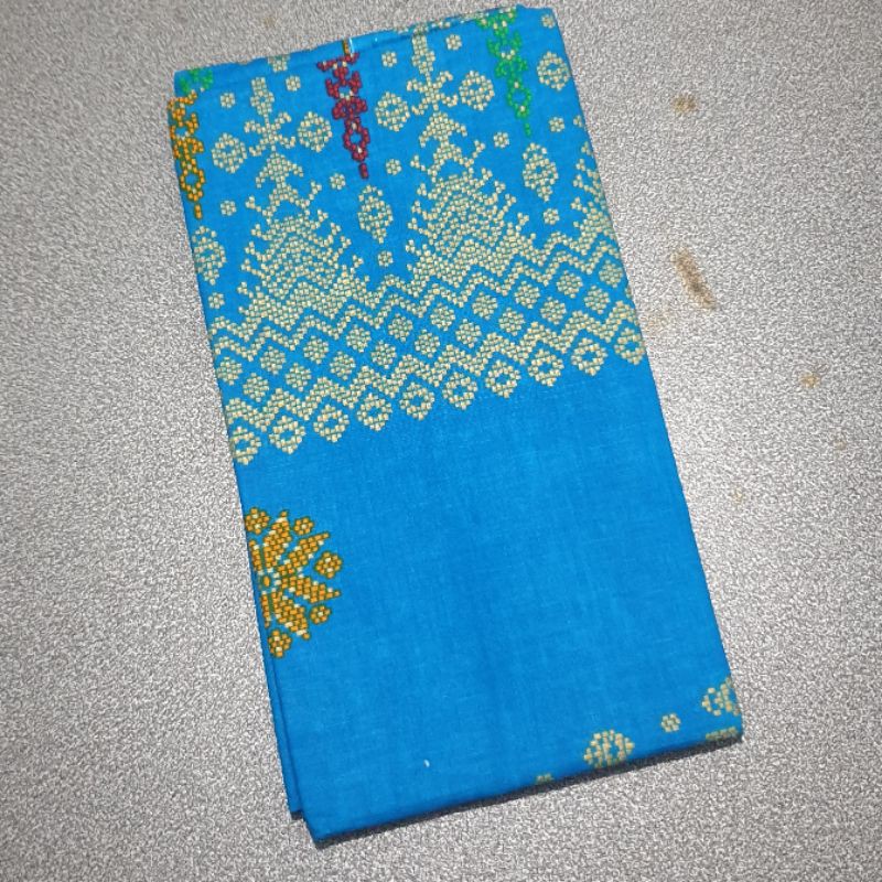 Kain Batik Songket Biru Prada Emas - Sarung Batik Songket Primisima